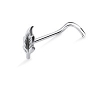 Leaf Large Silver Curved Nose Stud NSKB-749